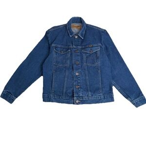 Vintage Wrangler Authentic Western Jean Jacket Men's M-159 Denim Trucker Medium
